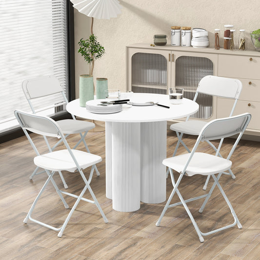 Set of 4 Metal Folding Chairs with Plastic Seat and Back for Indoor and Outdoor Use