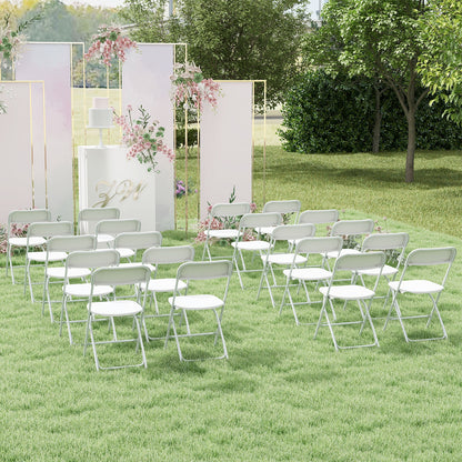 Set of 4 Metal Folding Chairs with Plastic Seat and Back for Indoor and Outdoor Use