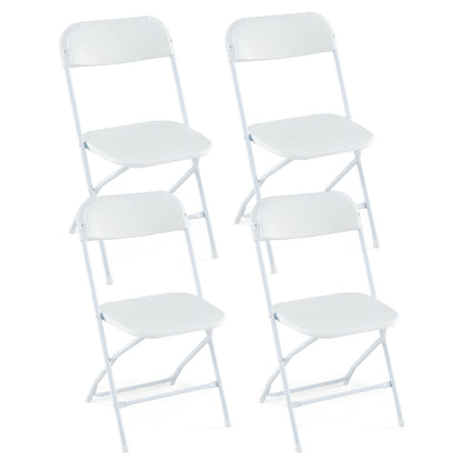 Set of 4 Metal Folding Chairs with Plastic Seat and Back for Indoor and Outdoor Use