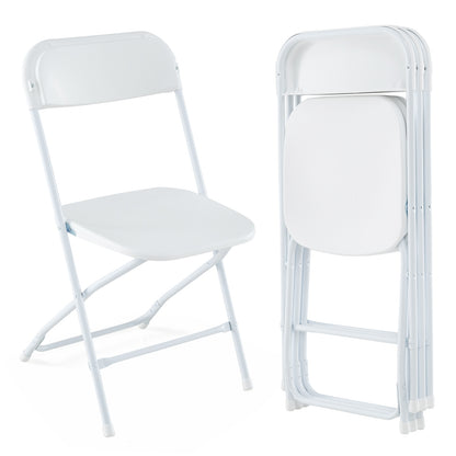 Set of 4 Metal Folding Chairs with Plastic Seat and Back for Indoor and Outdoor Use