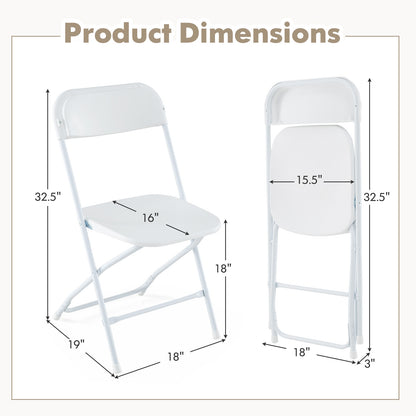 Set of 4 Metal Folding Chairs with Plastic Seat and Back for Indoor and Outdoor Use