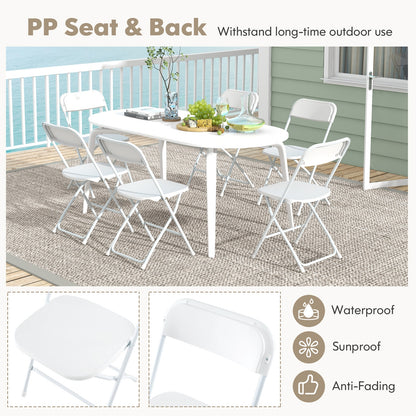 Set of 4 Metal Folding Chairs with Plastic Seat and Back for Indoor and Outdoor Use