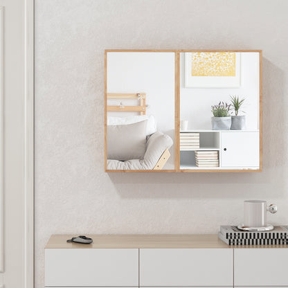 Wall Mounted Double Door Medicine Cabinet with Mirror and Adjustable Shelves