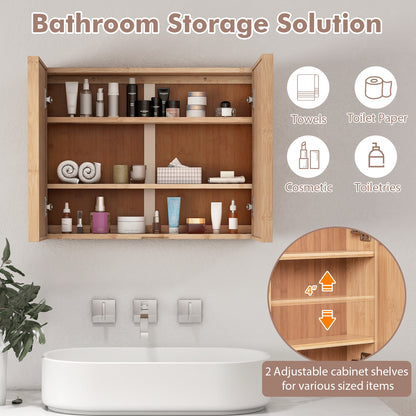 Wall Mounted Double Door Medicine Cabinet with Mirror and Adjustable Shelves
