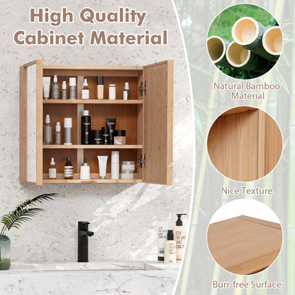 Wall Mounted Double Door Medicine Cabinet with Mirror and Adjustable Shelves