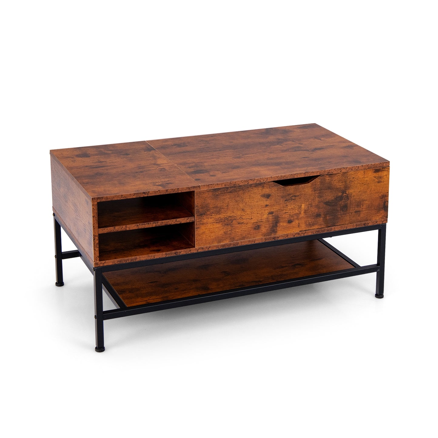 Multifunctional Lift Top Coffee Table with Storage Compartment and Removable Shelf