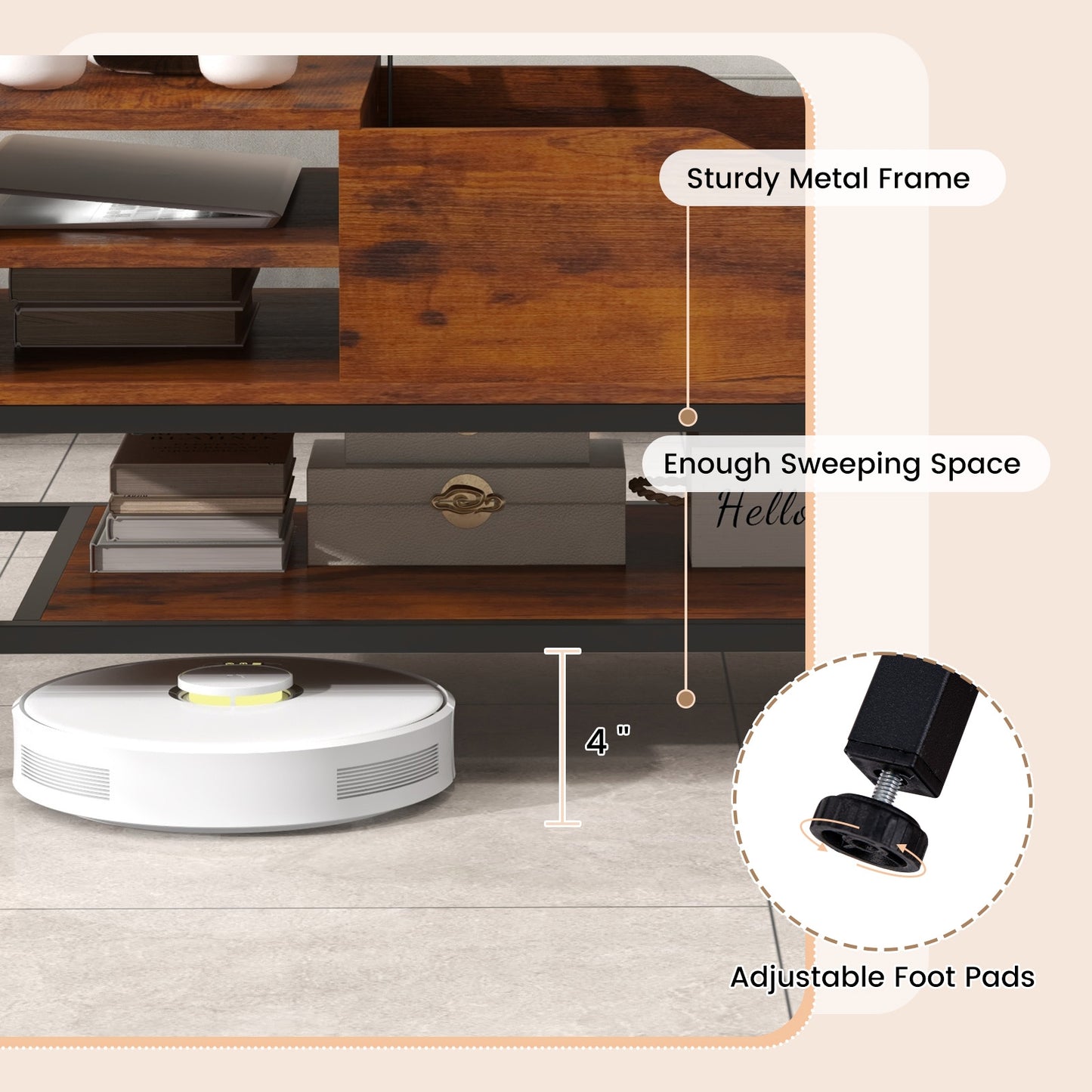 Multifunctional Lift Top Coffee Table with Storage Compartment and Removable Shelf