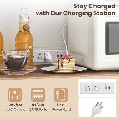 71 Inch Tall Kitchen Pantry Cabinet with Built-in Outlets and USB Ports for Dining Room Storage