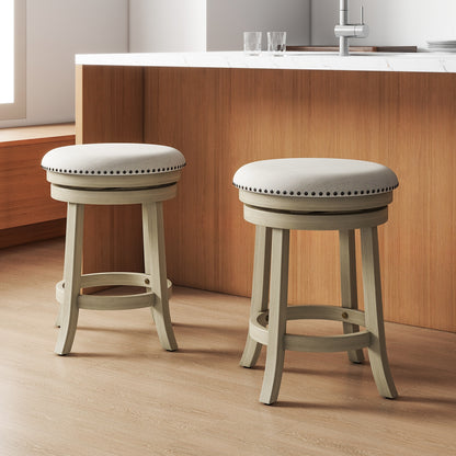 360° Swivel Bar Stools with Solid Wood Frame and Comfortable Seat Set of 2, 24"