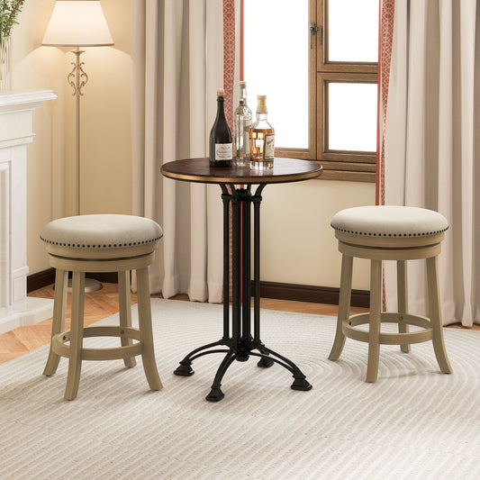 360° Swivel Bar Stools with Solid Wood Frame and Comfortable Seat Set of 2, 24"