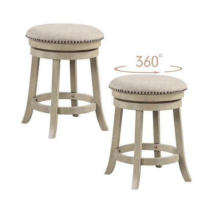 360° Swivel Bar Stools with Solid Wood Frame and Comfortable Seat Set of 2, 24"