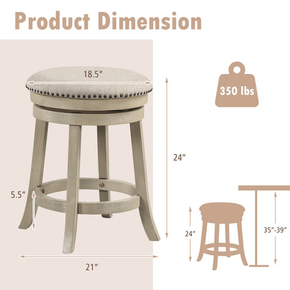 360° Swivel Bar Stools with Solid Wood Frame and Comfortable Seat Set of 2, 24"