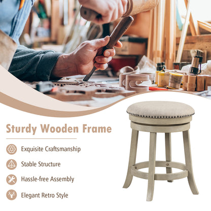 360° Swivel Bar Stools with Solid Wood Frame and Comfortable Seat Set of 2, 24"