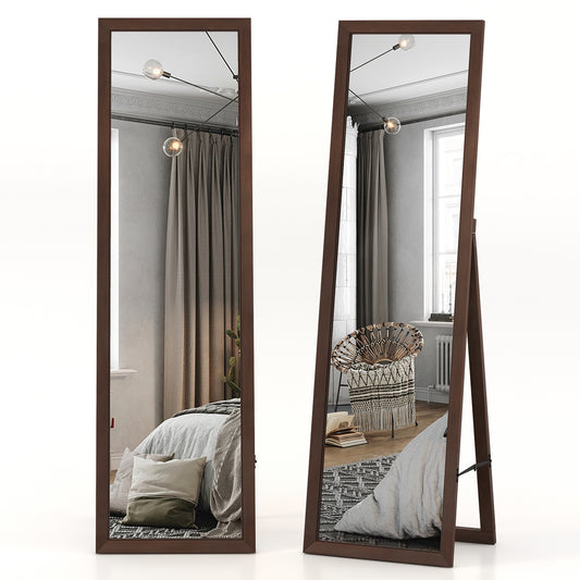 Premium Full Length Mirror with Solid Pine Wood Frame and Stand – 18 x 14 x 61 inches