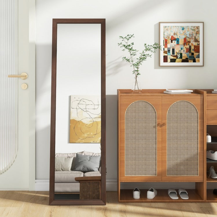 Premium Full Length Mirror with Solid Pine Wood Frame and Stand – 18 x 14 x 61 inches