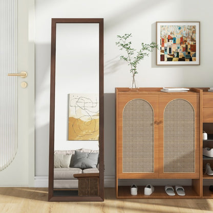 Premium Full Length Mirror with Solid Pine Wood Frame and Stand – 18 x 14 x 61 inches