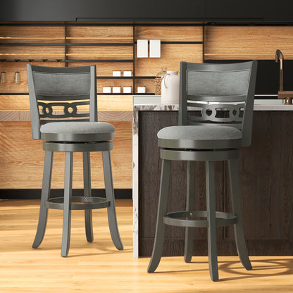Swivel Bar Chair Set of 1 or 2 with Wooden Frame and 30.5" Seat Height for Pub or Kitchen