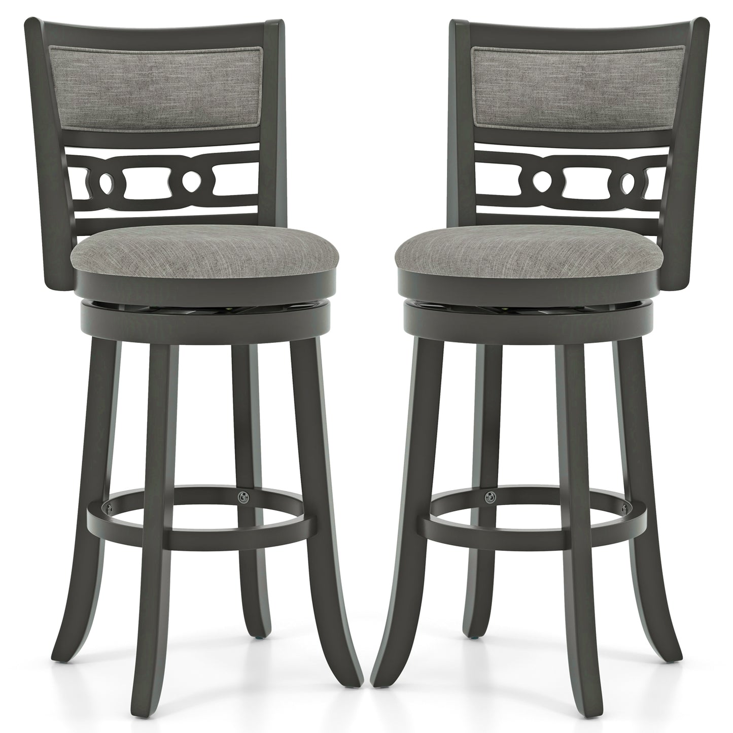 Swivel Bar Chair Set of 1 or 2 with Wooden Frame and 30.5" Seat Height for Pub or Kitchen