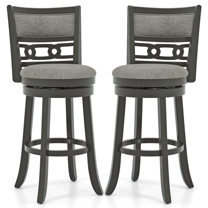 Swivel Bar Chair Set of 1 or 2 with Wooden Frame and 30.5" Seat Height for Pub or Kitchen