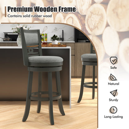 Swivel Bar Chair Set of 1 or 2 with Wooden Frame and 30.5" Seat Height for Pub or Kitchen