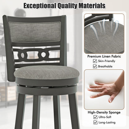 Swivel Bar Chair Set of 1 or 2 with Wooden Frame and 30.5" Seat Height for Pub or Kitchen