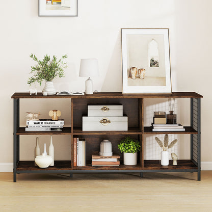 Modern 55 Inch TV Stand with Built-In Charging Station and Open Storage for TVs Up to 65 Inches