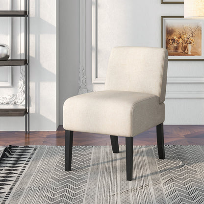 Modern Upholstered Accent Chair with Rubber Wood Legs for Living Room - Beige