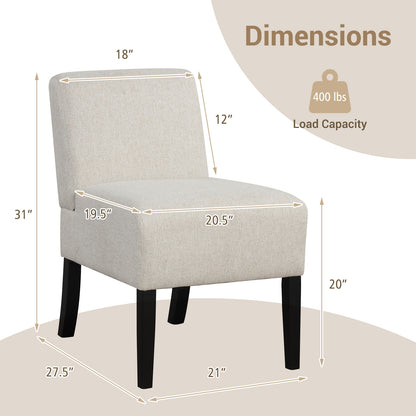 Modern Upholstered Accent Chair with Rubber Wood Legs for Living Room - Beige