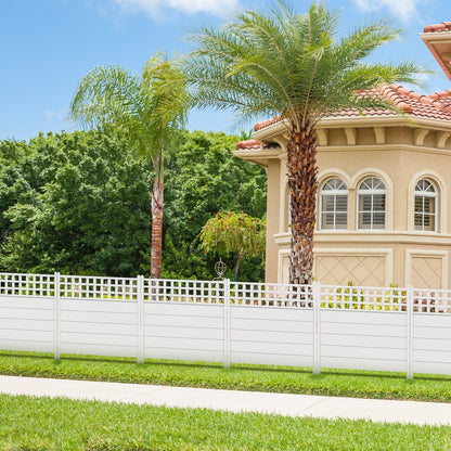 Outdoor 45 x 45.5 Inch Air Conditioner Fence with Metal Ground Stakes for Easy Installation