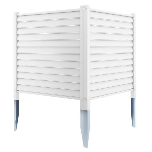 44 x 45 Inch Outdoor PVC Garden Fence Panels with Durable Metal Ground Stakes
