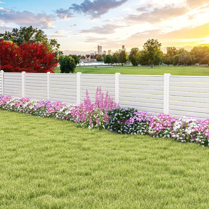 44 x 45 Inch Outdoor PVC Garden Fence Panels with Durable Metal Ground Stakes