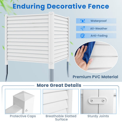 44 x 45 Inch Outdoor PVC Garden Fence Panels with Durable Metal Ground Stakes