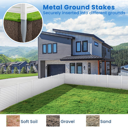 44 x 45 Inch Outdoor PVC Garden Fence Panels with Durable Metal Ground Stakes