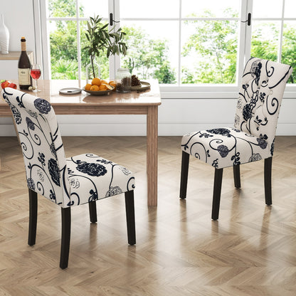 Set of 2 Modern Tufted Dining Chairs with Comfortable Cushioned Seat - White & Blue
