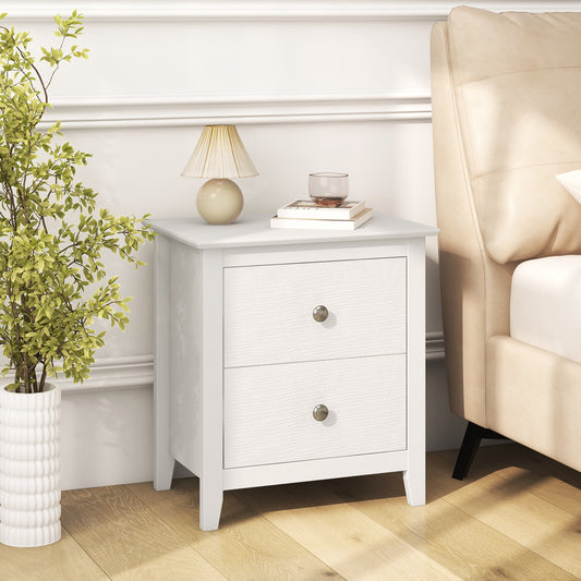Compact 2 Drawer Nightstand for Small Spaces with Sleek Modern Design in White