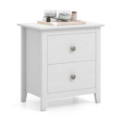 Compact 2 Drawer Nightstand for Small Spaces with Sleek Modern Design in White