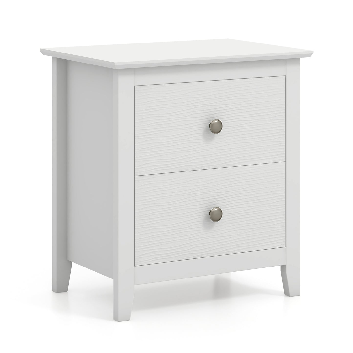 Compact 2 Drawer Nightstand for Small Spaces with Sleek Modern Design in White