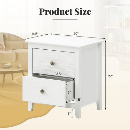 Compact 2 Drawer Nightstand for Small Spaces with Sleek Modern Design in White