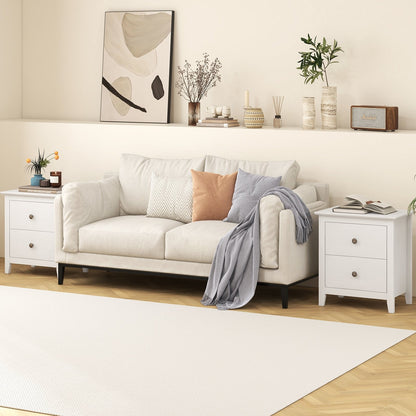 Compact 2 Drawer Nightstand for Small Spaces with Sleek Modern Design in White