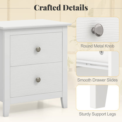 Compact 2 Drawer Nightstand for Small Spaces with Sleek Modern Design in White