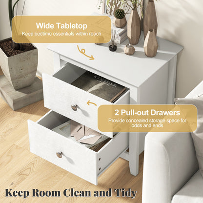Compact 2 Drawer Nightstand for Small Spaces with Sleek Modern Design in White