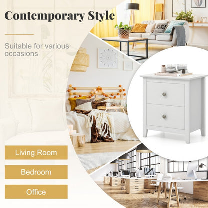 Compact 2 Drawer Nightstand for Small Spaces with Sleek Modern Design in White