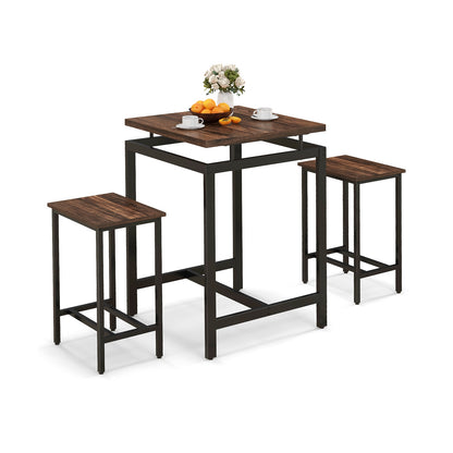 Modern Industrial Pub Table Set with Floating Top and Footrest for Kitchen or Dining Area