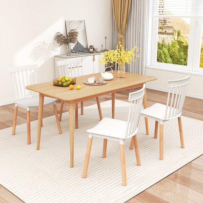 Windsor Dining Chairs with Spindle Backrest and Curved Seat in White, Set of 4