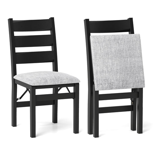 Modern Upholstered Folding Chairs with Comfortable Backrest for Dining and Events, Set of 2