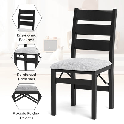 Modern Upholstered Folding Chairs with Comfortable Backrest for Dining and Events, Set of 2