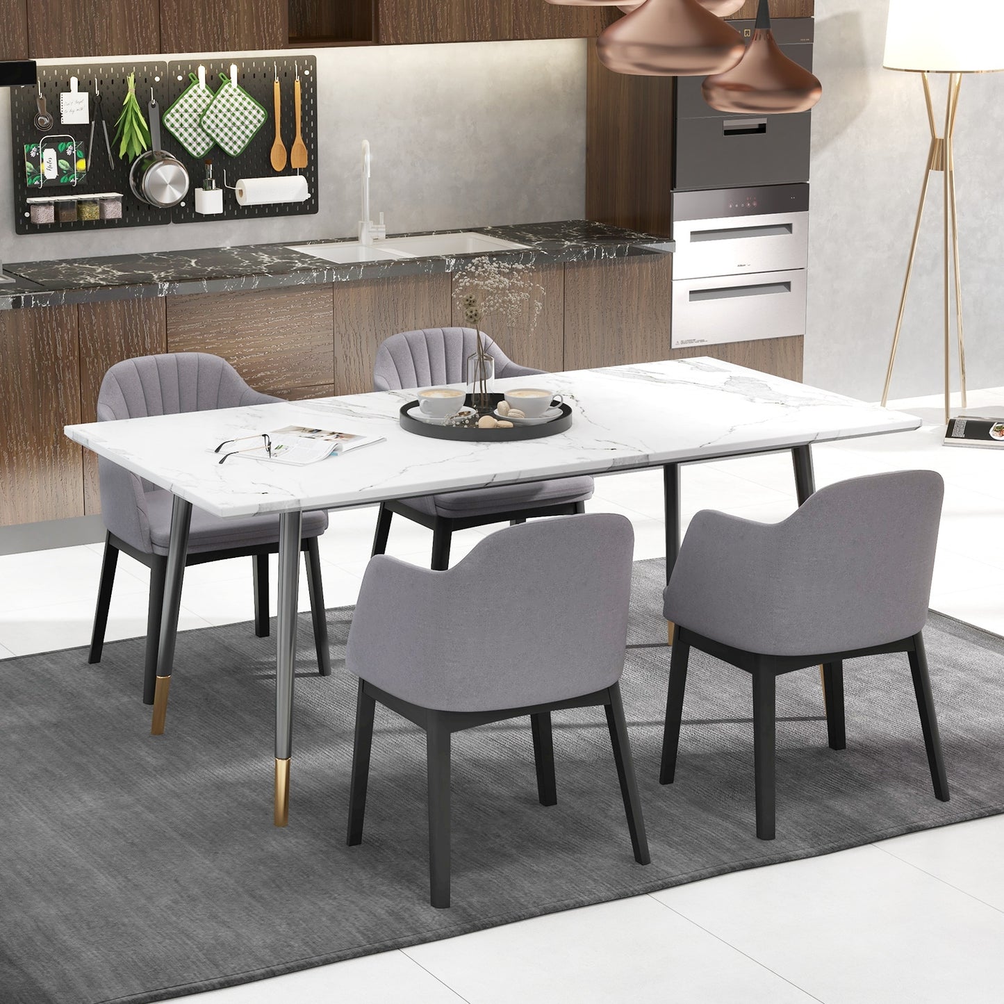 Modern Velvet Upholstered Dining Chairs with Curved Backrests for Dining and Accent Use, Set of 2