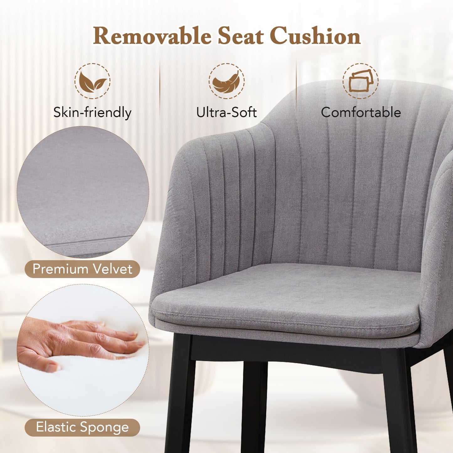 Modern Velvet Upholstered Dining Chairs with Curved Backrests for Dining and Accent Use, Set of 2