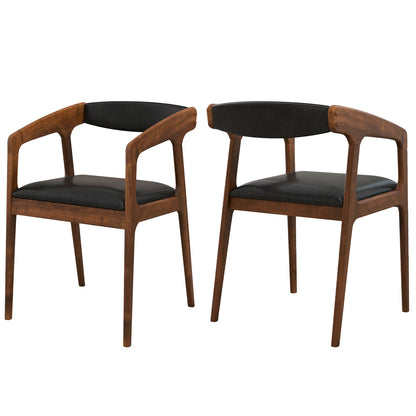 Ergonomic Upholstered Armchairs with Soft Cushioned Backrest and Seat, Set of 2
