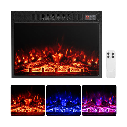 23 Inch Electric Fireplace Insert with Adjustable Flame Colors and Heater